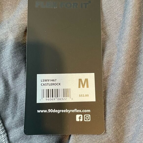 90 Degree by Reflex Funnel Neck Hooded Tee Castlerock Gray Long Sleeve Athletic - Picture 6 of 9